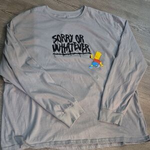Bart Simpson Gray Long Sleeve Graphic T-shirt. Sz XXL